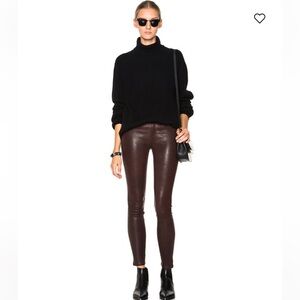 Rag & Bone The Leather Skinny Washed Burgundy Lamb Leather Pants 27 Low Rise